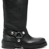 Golden Goose Black Leather Biker Boots PullTabDetail