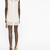 Dolce and Gabbana Ivory Sleeveless Mini Dress Round Neck