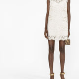 Dolce and Gabbana Ivory Sleeveless Mini Dress Round Neck
