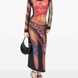 Marine Serre Beige Draped Statue Architectural Dress