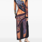 Marine Serre Beige Draped Statue Architectural Dress