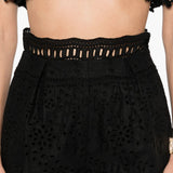 Ermanno Scervino Black Sangallo Shorts Concealed Zip