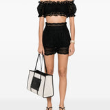 Ermanno Scervino Black Sangallo Shorts Concealed Zip