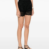 Ermanno Scervino Black Sangallo Shorts Concealed Zip