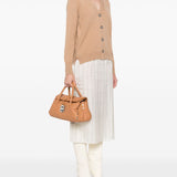 Zanellato Cognac Foldover Top Handbag With TwistLock