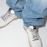 Golden Goose White Ball Star Lace Up Sneakers Distressed