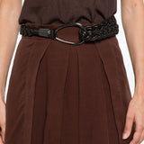 Brunello Cucinelli Chestnut Pleated Silk Maxi Skirt