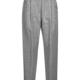 Brunello Cucinelli Grey Elastic Waistband Pleated Trousers