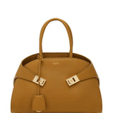 Ferragamo Brown Hug Handbag With Goldtone Hardware