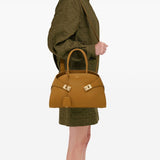 Ferragamo Brown Hug Handbag With Goldtone Hardware