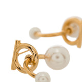 Ferragamo Bijoux Golden Pearl Gancini Stud Earrings