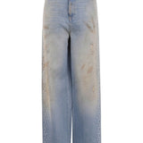 Golden Goose Clear Blue Distressed Rhinestone Jeans