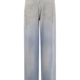 Golden Goose Clear Blue Distressed Rhinestone Jeans