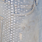 Golden Goose Clear Blue Distressed Rhinestone Jeans