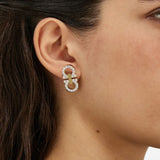 Ferragamo Gold Gancini Crystal Embellished Earrings