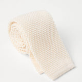 Brunello Cucinelli White Crocheted Knitted Square Tie