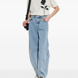 Golden Goose White Roseprint Relaxed Crewneck TShirt