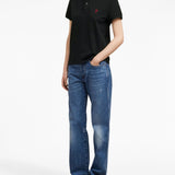 Ami Paris Black Polo EmbroideredChestLogo Detail Edition