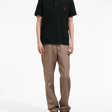 Ami Paris Black Polo EmbroideredChestLogo Detail Edition
