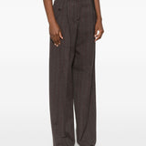 Golden Goose Brown Pinstripe Pattern Pleated Trousers