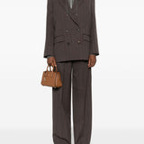 Golden Goose Brown Pinstripe Pattern Pleated Trousers