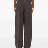 Golden Goose Brown Pinstripe Pattern Pleated Trousers
