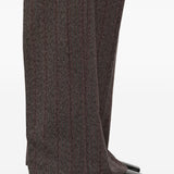 Golden Goose Brown Pinstripe Pattern Pleated Trousers