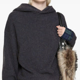 Acne Studios Graphite Grey Hooded Sweater PlaidDetail