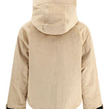 Woolrich Beige Corduroy Hooded Coat With SnapFront