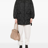 Woolrich Black Quilted Hooded Jacket With Welt Pockets
