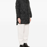 Woolrich Black Quilted Hooded Jacket With Welt Pockets