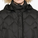 Woolrich Black Quilted Hooded Jacket With Welt Pockets