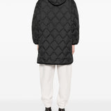 Woolrich Black Quilted Hooded Jacket With Welt Pockets