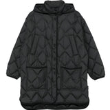 Woolrich Black Quilted Hooded Jacket With Welt Pockets