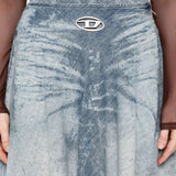 Diesel UltraExclusive Blue Distressed Logo Plaque Skirt