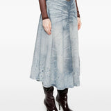 Diesel UltraExclusive Blue Distressed Logo Plaque Skirt