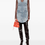 Diesel Clear Blue VNeckline Sleeveless DenimFabric Dress
