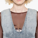 Diesel Clear Blue VNeckline Sleeveless DenimFabric Dress