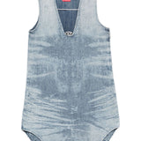 Diesel Clear Blue VNeckline Sleeveless DenimFabric Dress