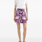 Dolce Gabbana Maiolica Print Elasticated White Shorts