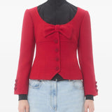Valentino Crimson Bow Neckline Jacket Front Buttons