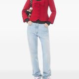 Valentino Crimson Bow Neckline Jacket Front Buttons