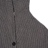Stella McCartney Grey Ribbed Hooded Buttoned Sweater
