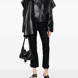 Balenciaga Black Ruffled Trim Flared Capri Trousers