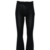 Balenciaga Black Ruffled Trim Flared Capri Trousers