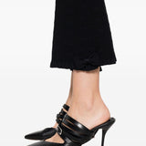 Balenciaga Black Ruffled Trim Flared Capri Trousers