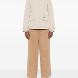Woolrich Beige Furtrimmed Pockets Coat PressStud Fastening