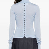 Jacquemus Blue Button Front Long Sleeve Tee Slim Fit