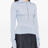 Jacquemus Blue Button Front Long Sleeve Tee Slim Fit