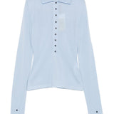 Jacquemus Blue Button Front Long Sleeve Tee Slim Fit